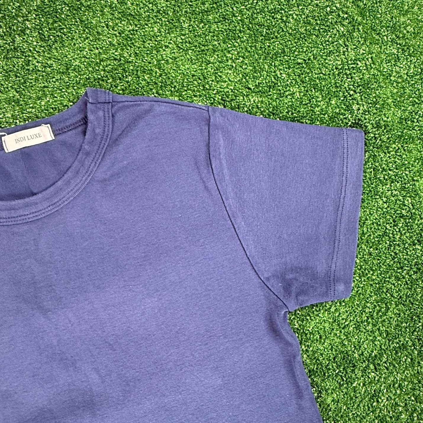 Indibrand Indiluxe Korean Navy T-Shirt Women’s Short Sleeve Crew Neck Size XS