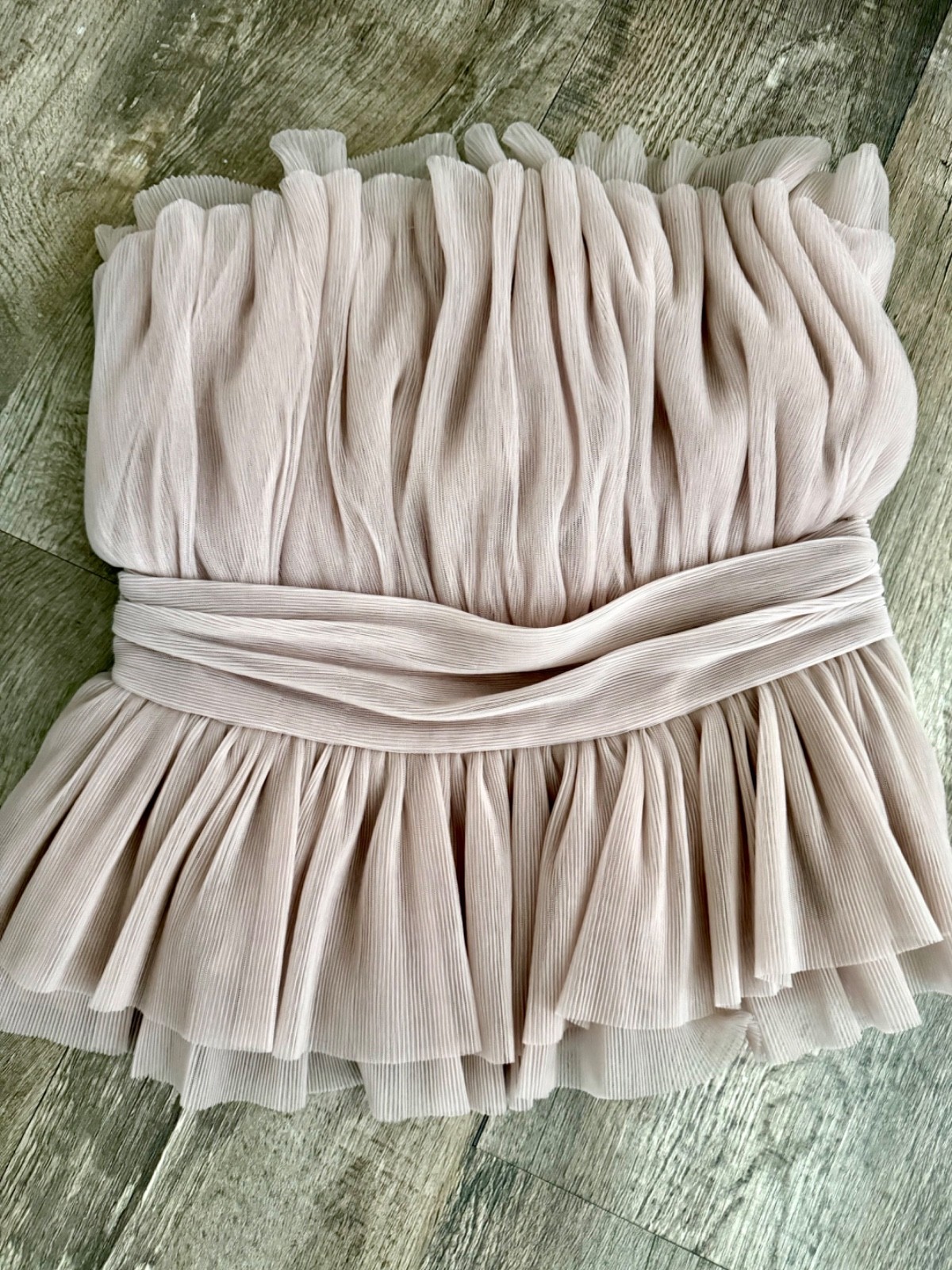 Endless Rose Mauve Pink Ruched Peplum Strapless Top sz L