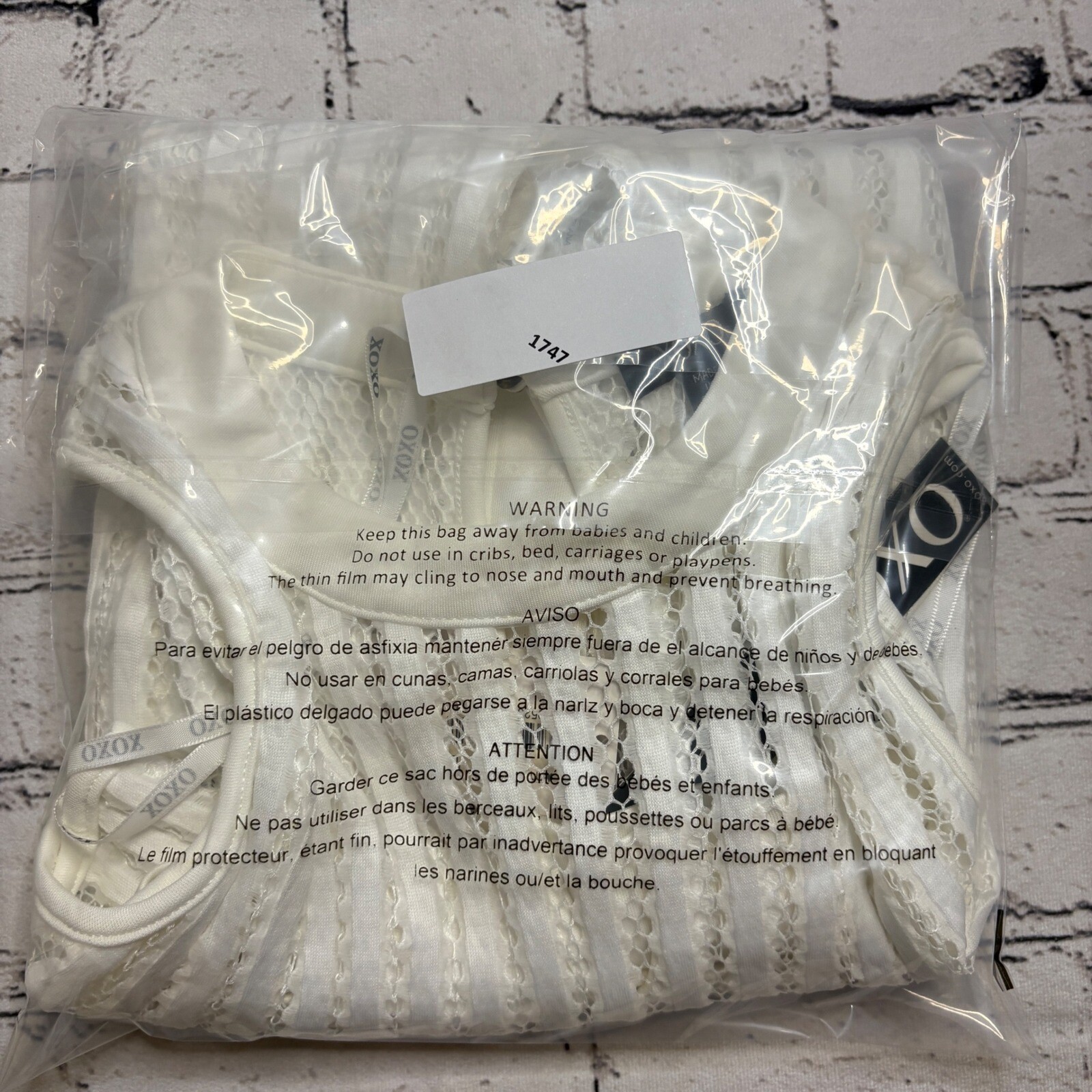 NWT XOXO White Sleeveless Top – Sheer Lace Overlay – Contemporary Style – S