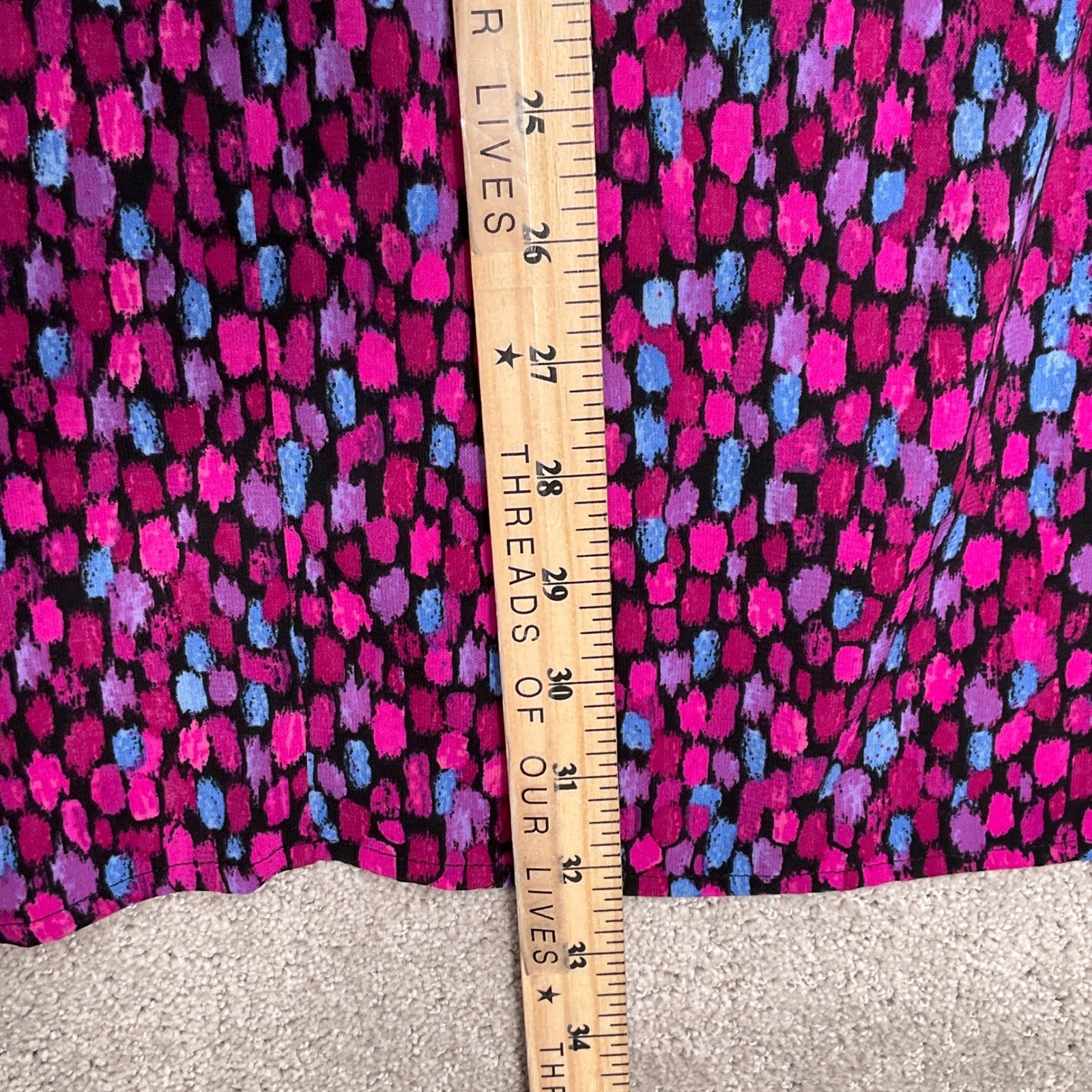 Catherines Blouse Women 5X 34/36W Purple Blue Long Sleeve Collar Tunic Boho