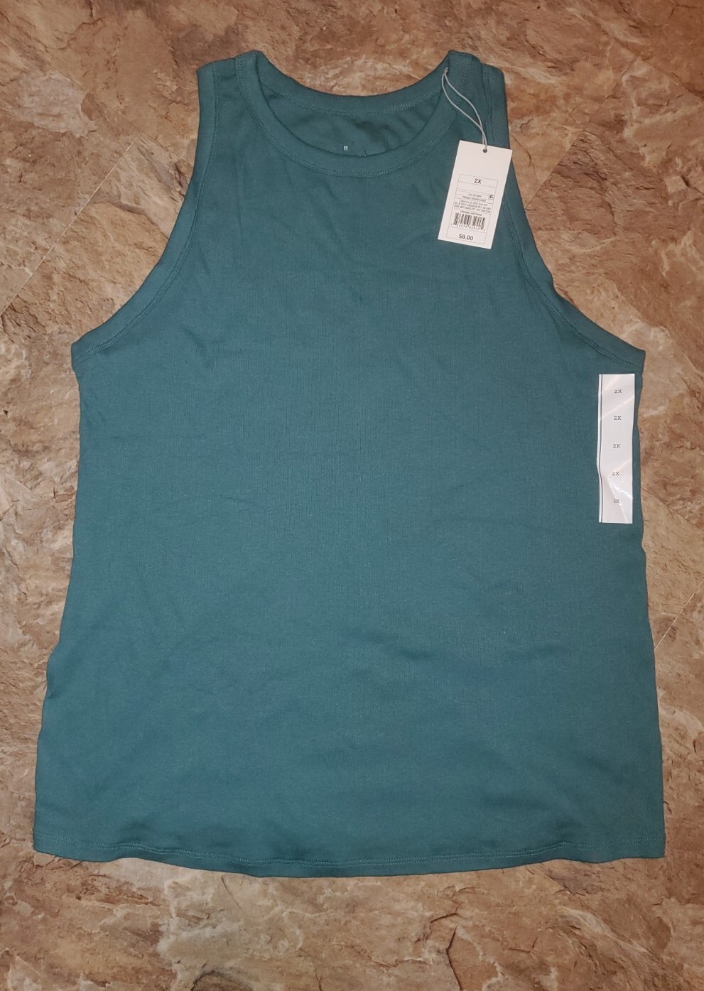 Rib Knit Super Soft Prague Green Womens Tank Top Size 2X / 2pk