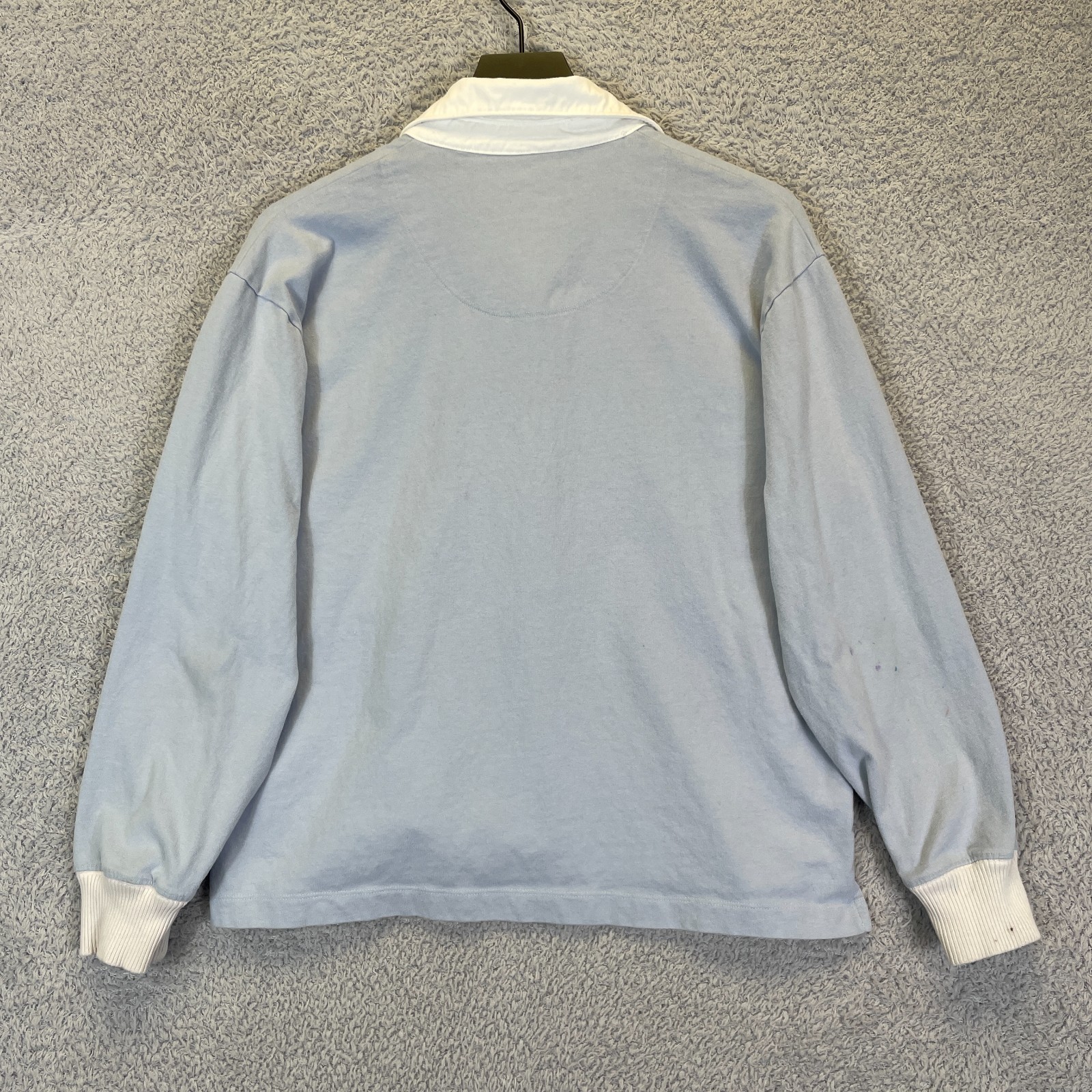 Hollister Striped Rugby Polo Shirt Size Small Black Heart Long Sleeve Blue