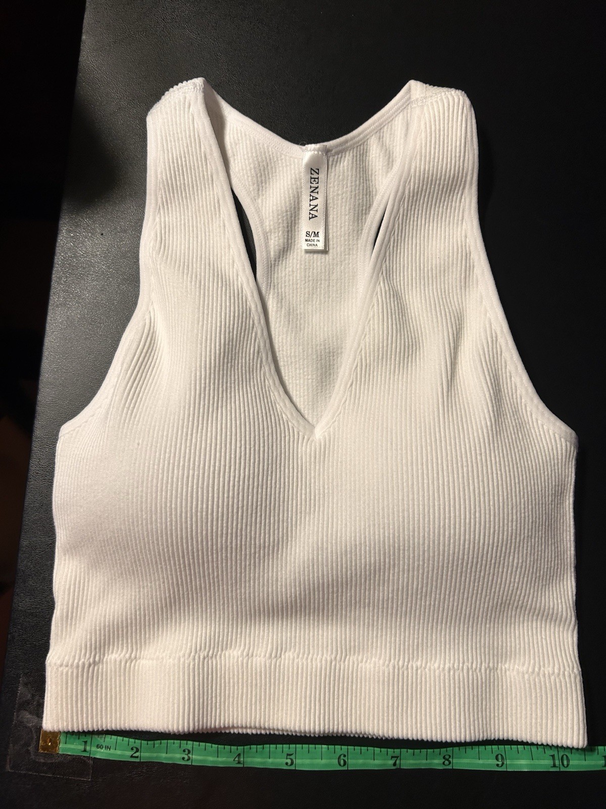 3 Zenana Crop Top Pullover White/Blue Stripe Ribbed S/M