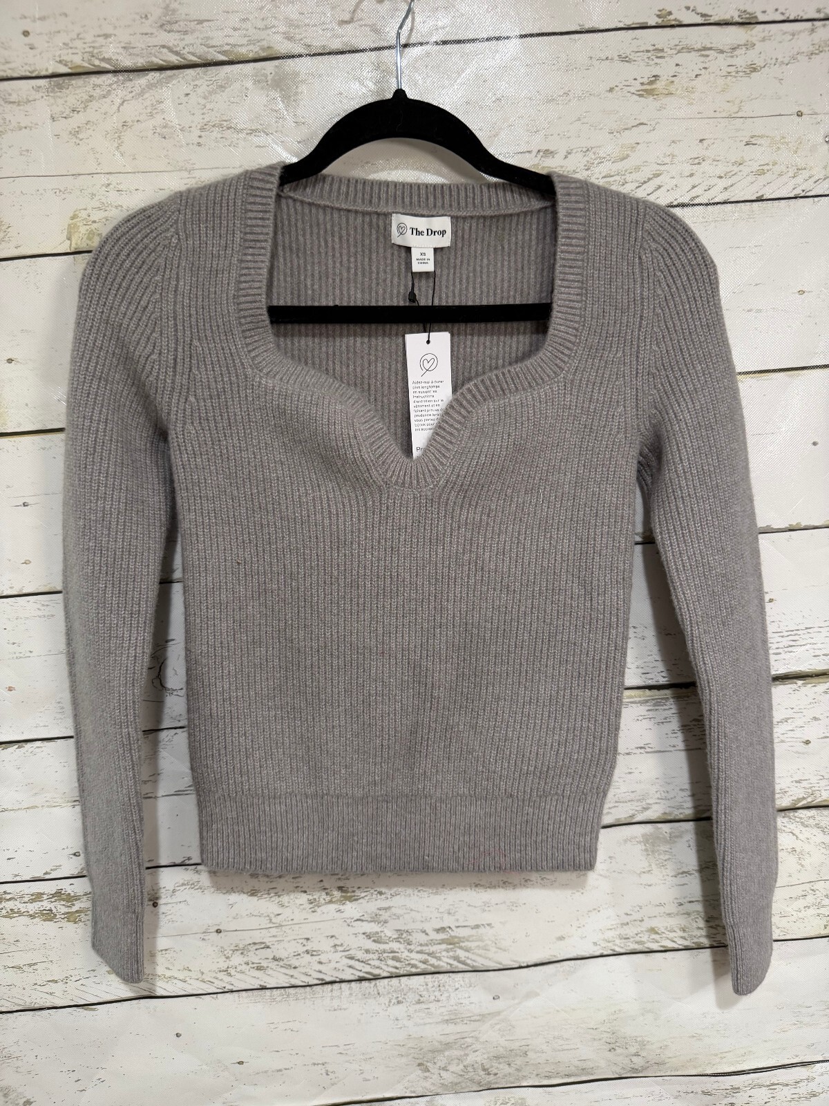 The Drop Women’s Preston Ribbed Sweetheart Sweater Size XS NWT
