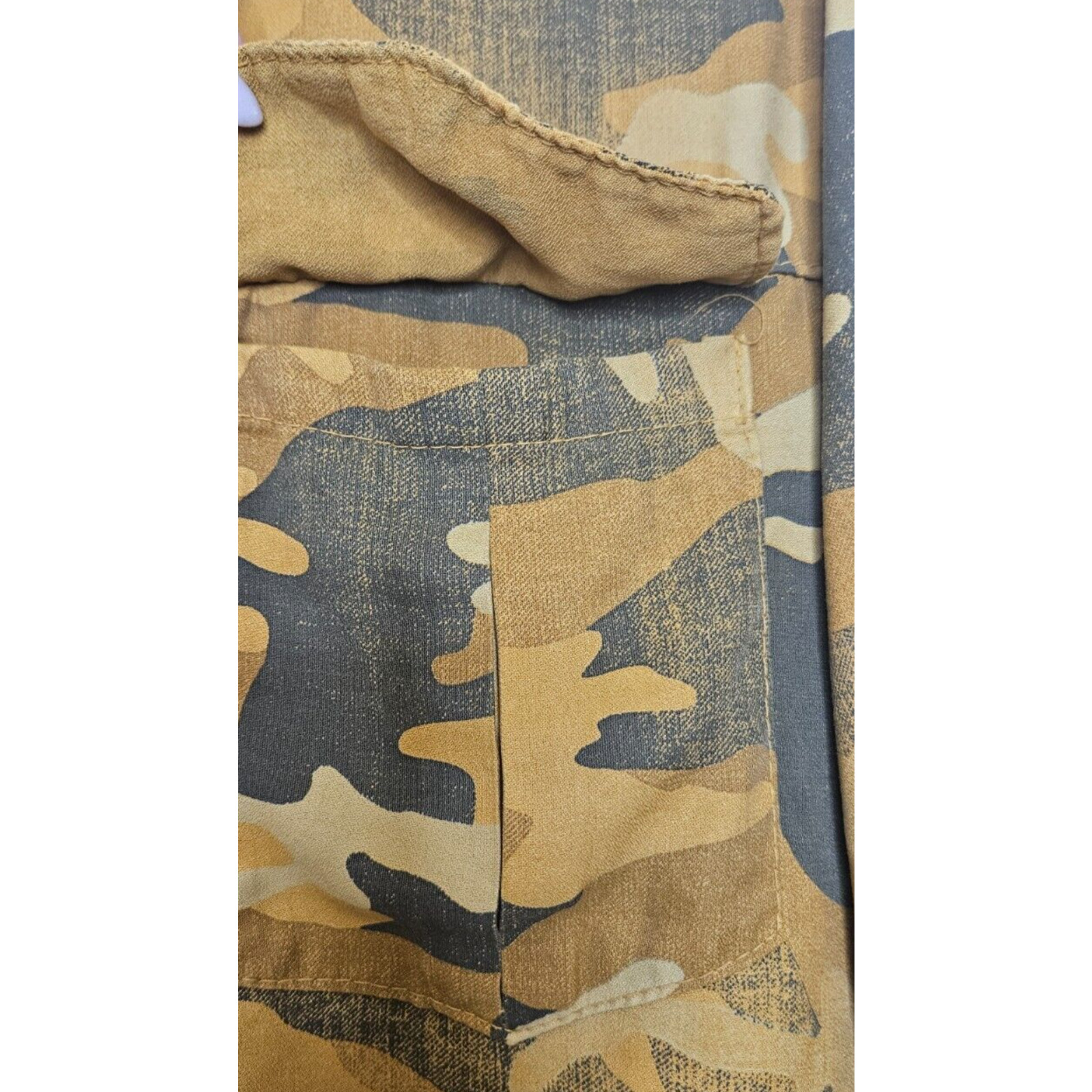 Made in Italy Jacket Womens XL Mustard Yellow Camo Print Cargo Button Up Shirt