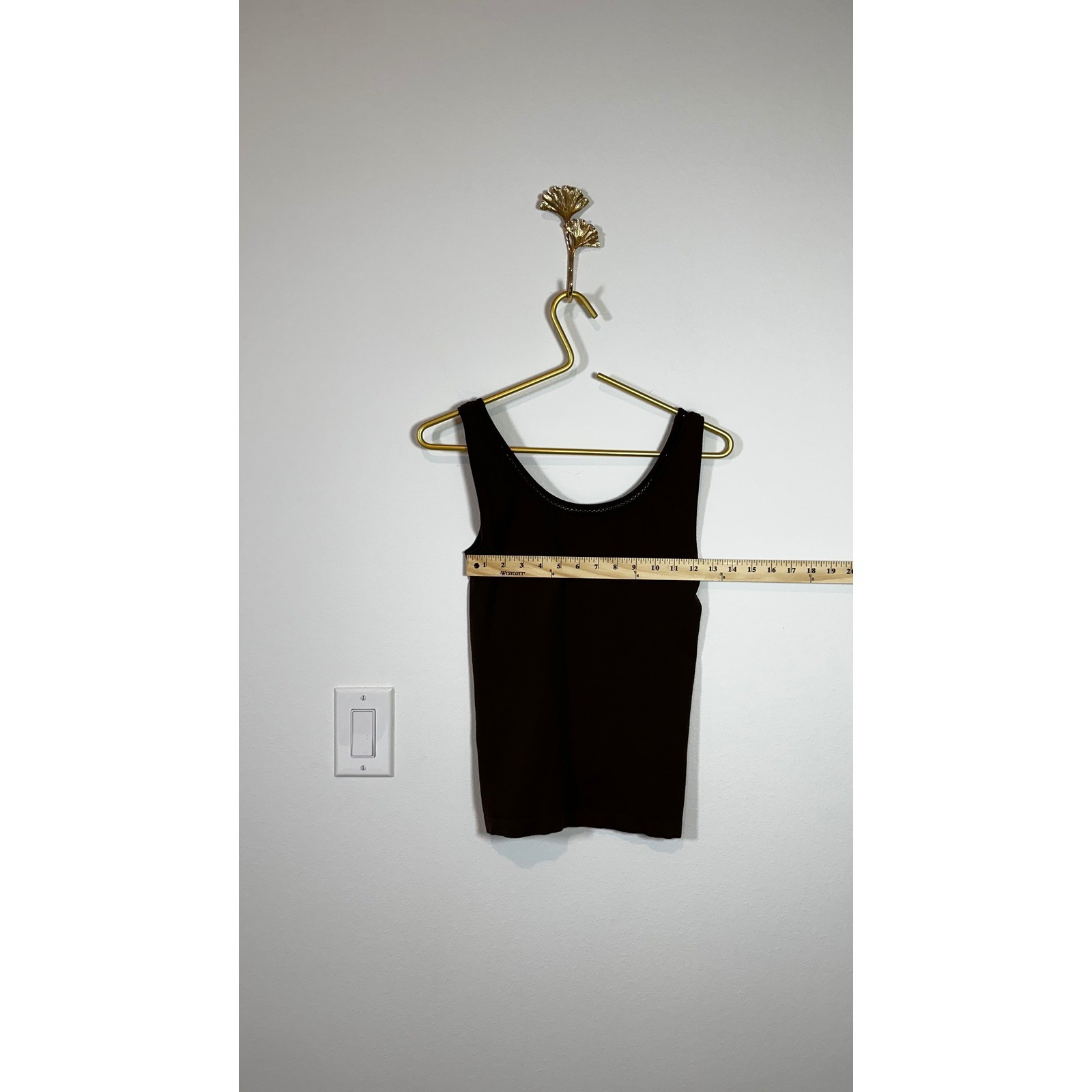 TALBOTS COLLECTION Vintage Brown Scoop Neck Tank Top Ladder Trim Small