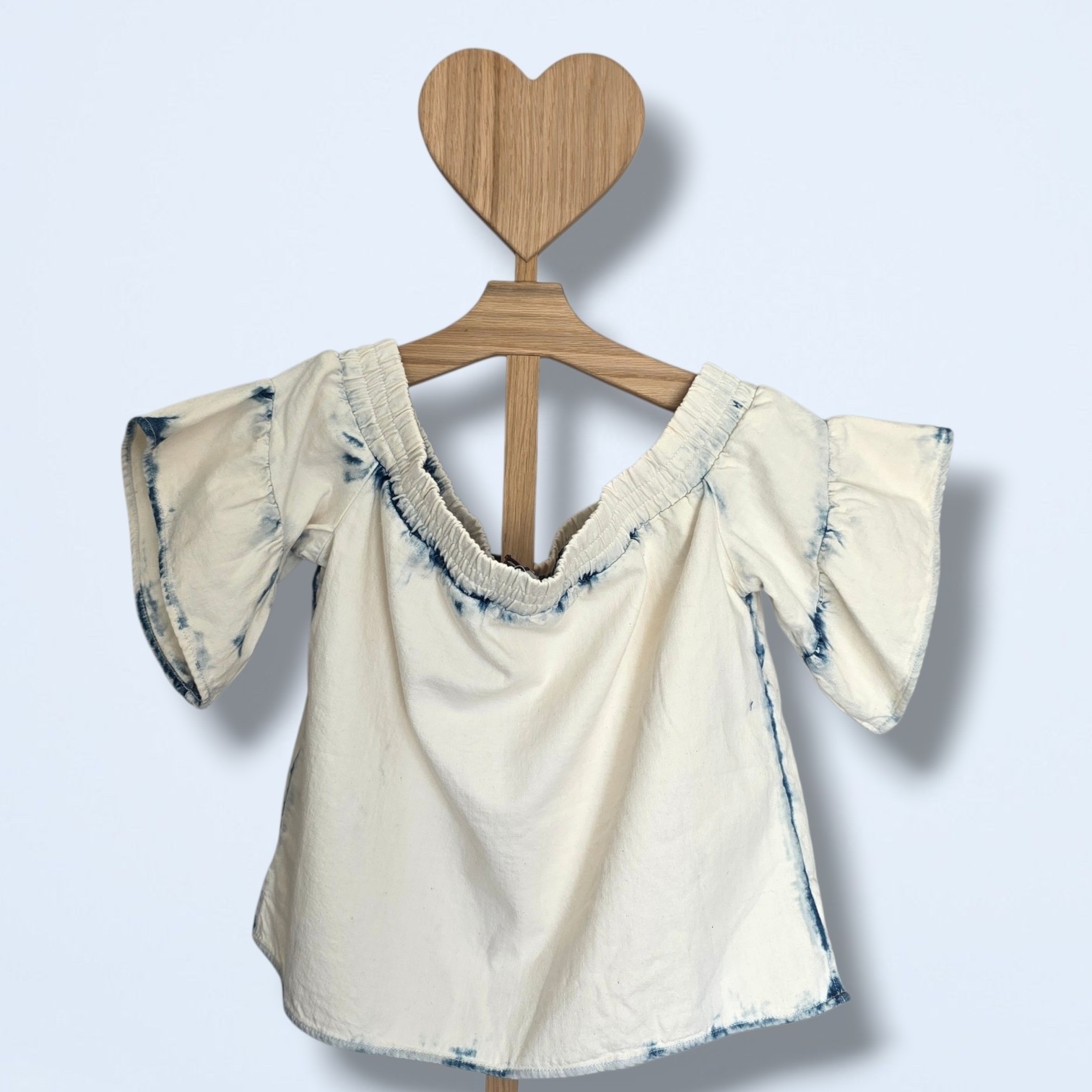 All Saints | Adela Bardot Top | White & Blue Bleach Wash | NWT | UK 10