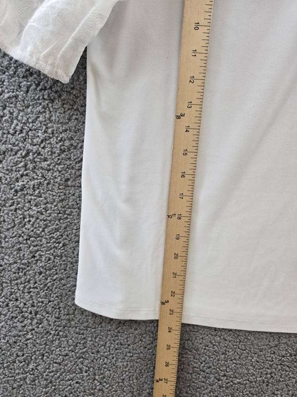 CeCe Embroidered Floral Lace Top Women’s S White Crew Neck Short Sleeve Pullover