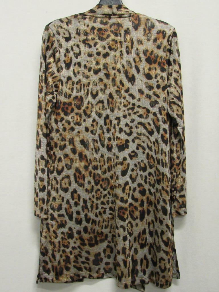 New Susan Graver Foil Printed Leopard Jaguar DUSTER + TANK 2-pc SET Womens XS-3X
