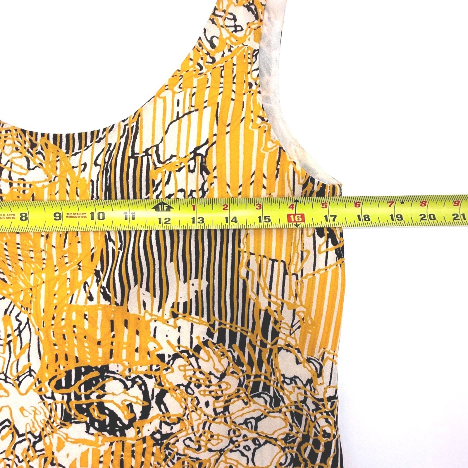 Linda Allard Ellen Tracy Yellow Black Silk Tank Top Blouse Size 6 Luxury