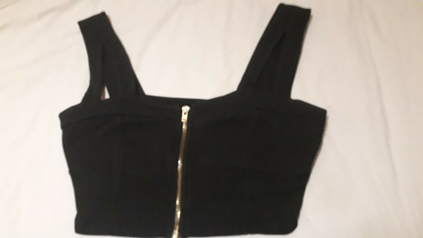 MISS SELFRIDGE Black Cage Zip Front Plunge Sweetheart Bralet Crop Top – Size 8