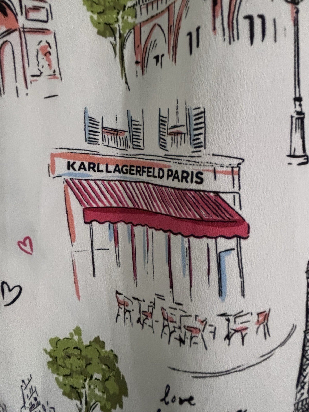 KARL LAGERFELD PARIS Women’s Button-Up Shirt Collared Paris Print White M