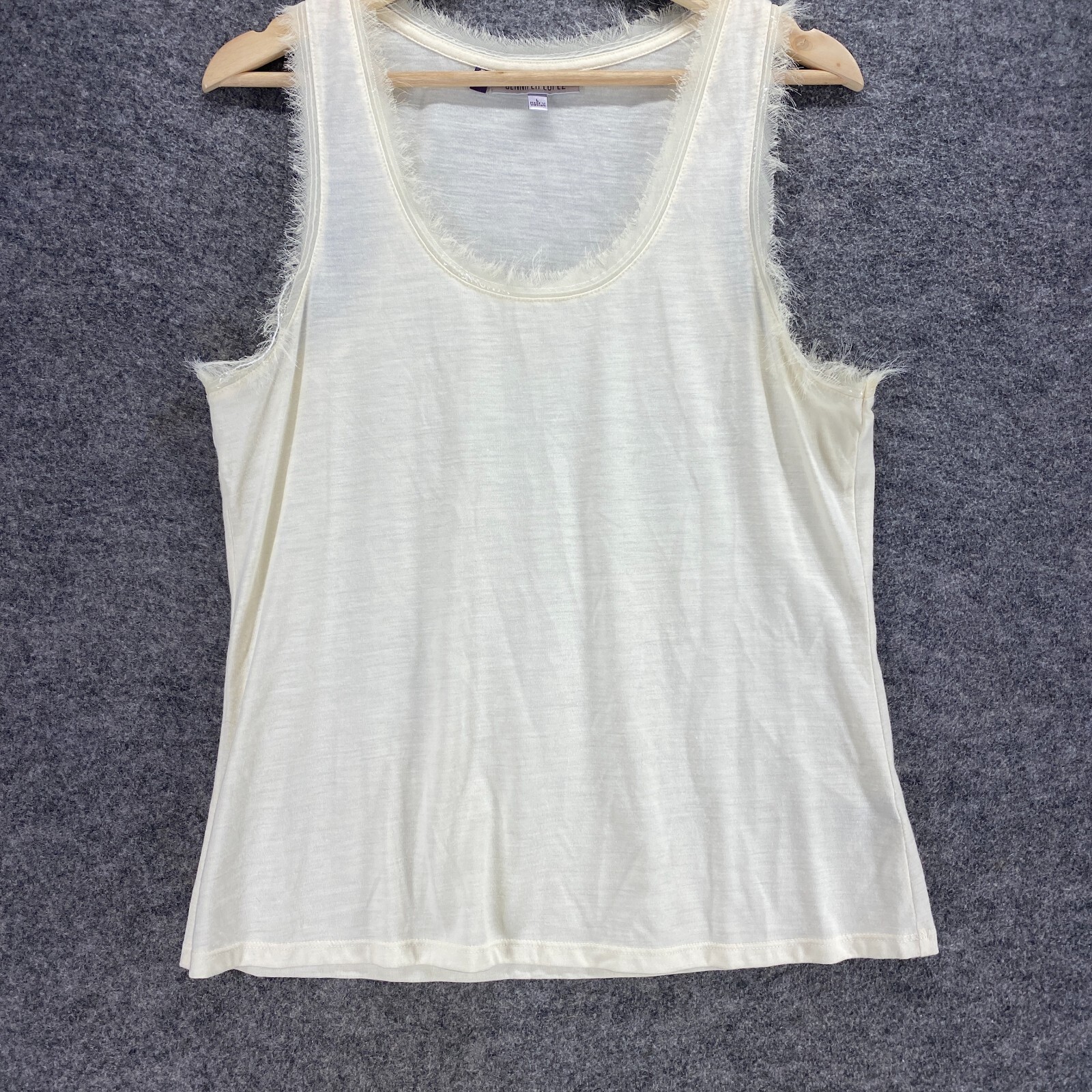 Jennifer Lopez Tank Women L Beige Sleeveless Wide Strap Round Neck Casual