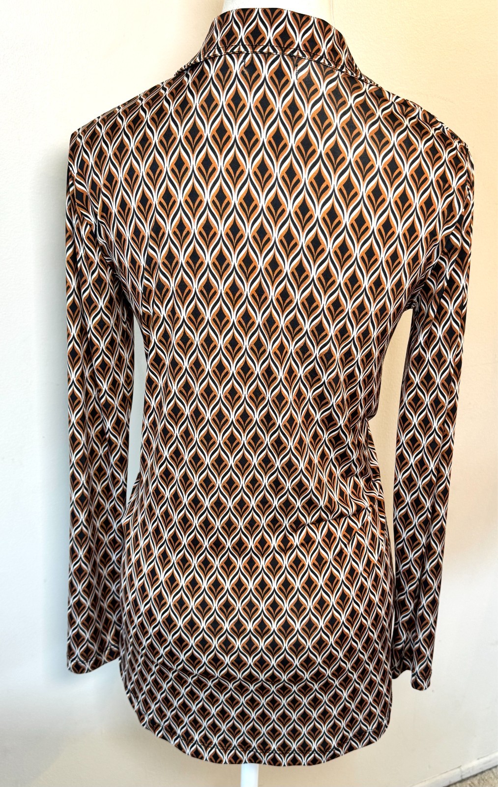 Stradivarius Women’s XS Tunic Blouse Top Geometric Button Up Stretch