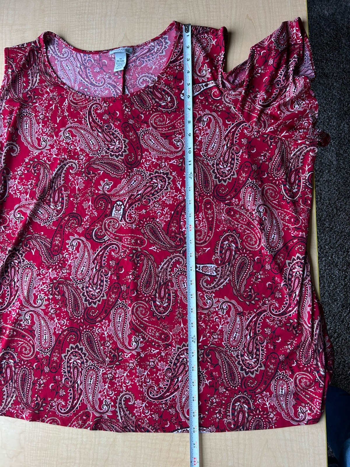 Catherine’s 4X 30/32W Red Paisley Cold Shoulder Knit Top
