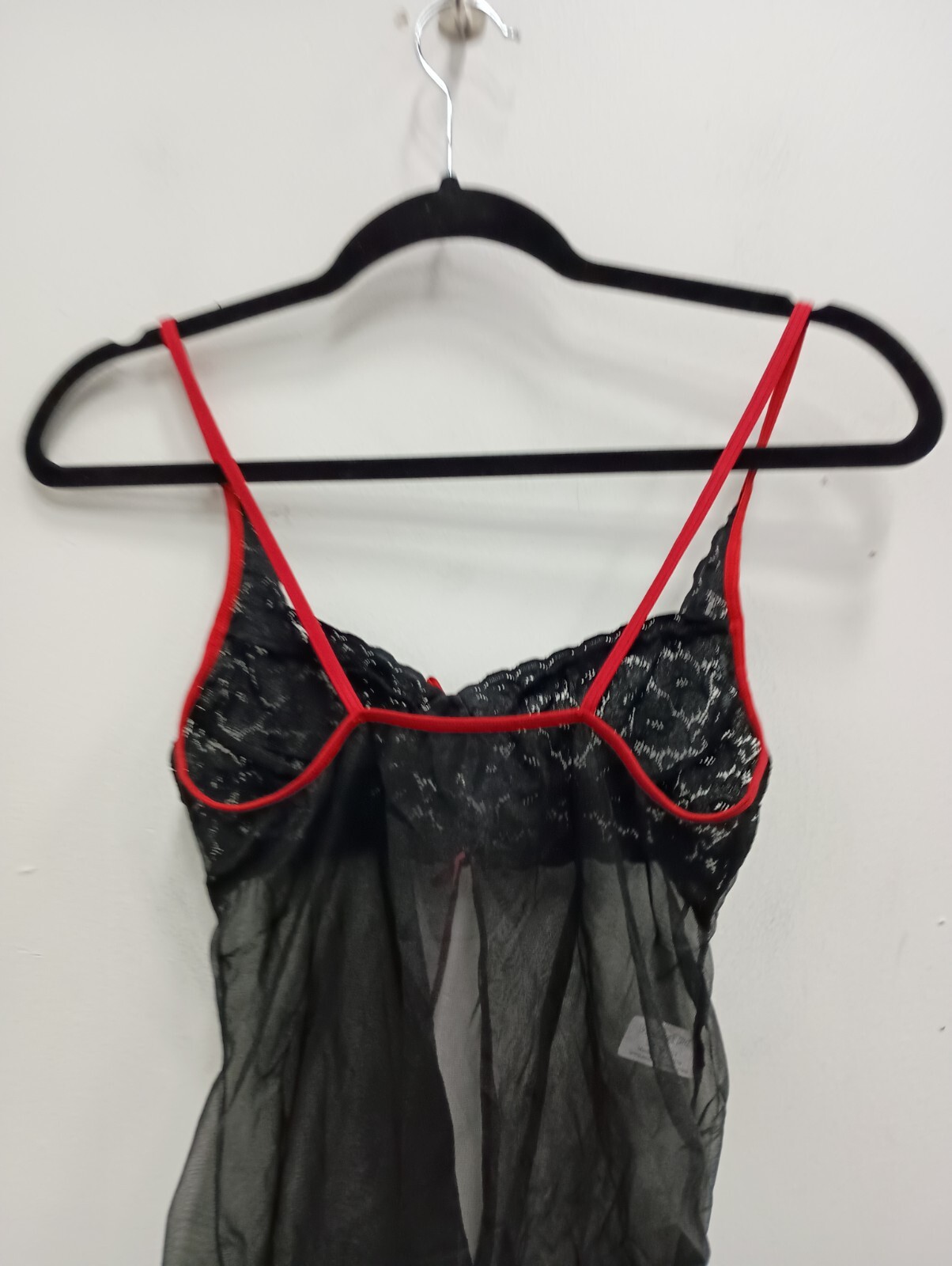 Espiral Babydoll Top Small Black Red Lace Sheer Whimsygoth Grunge Camisole