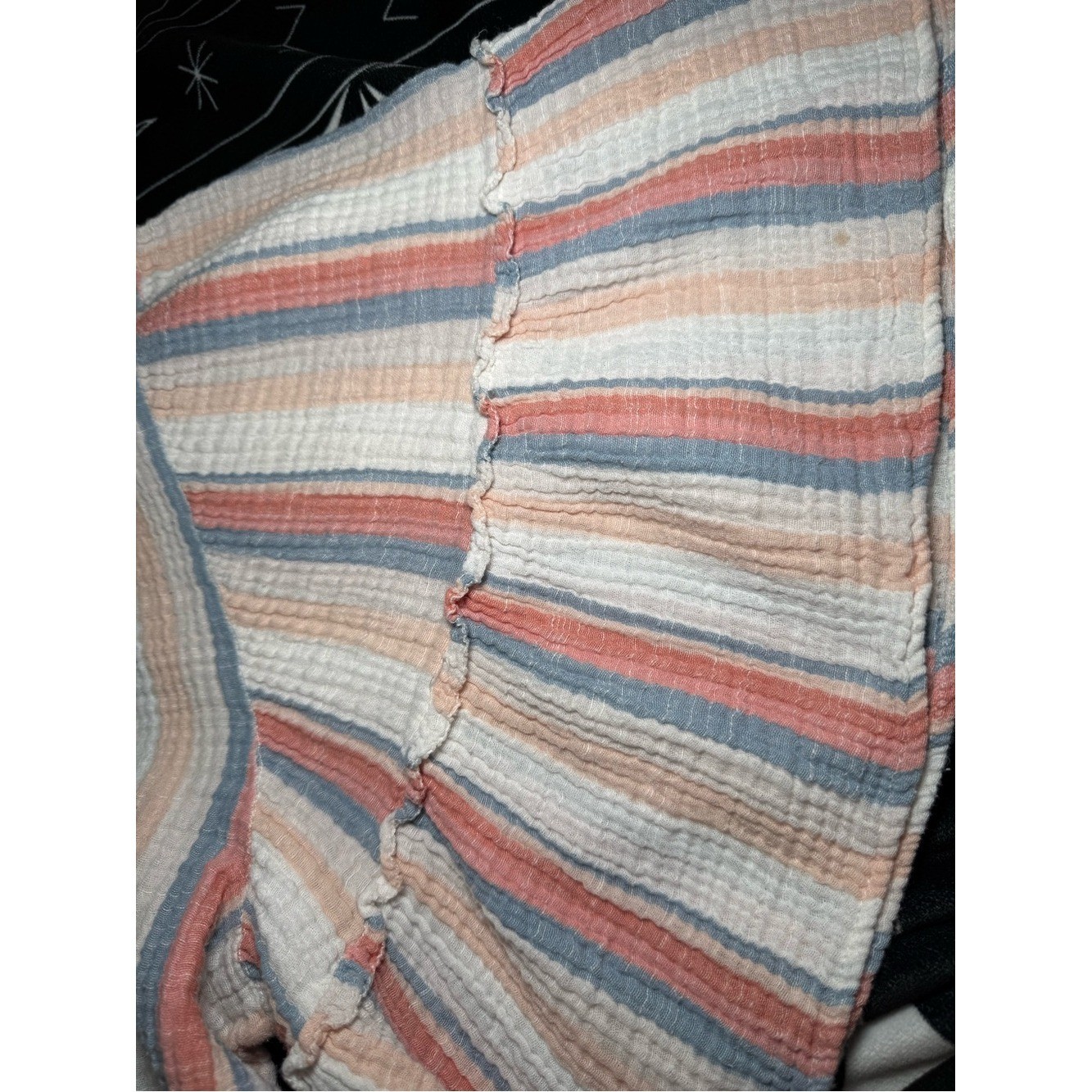 American Eagle Striped Cotton Gauze Angel Bell Sleeve Crop Top Blouse Boho M