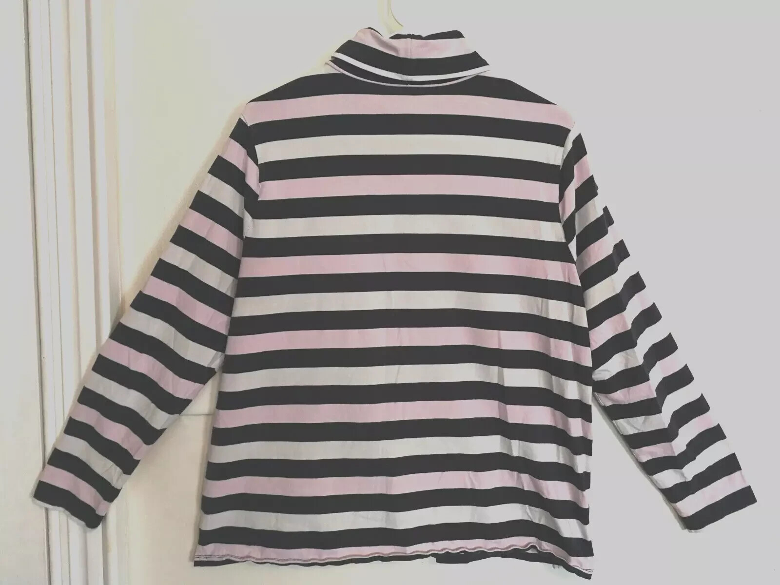 Talbots Tee Womens Blouse 2X Plus Blue Pink White Striped Shirt Top Long Sleeve