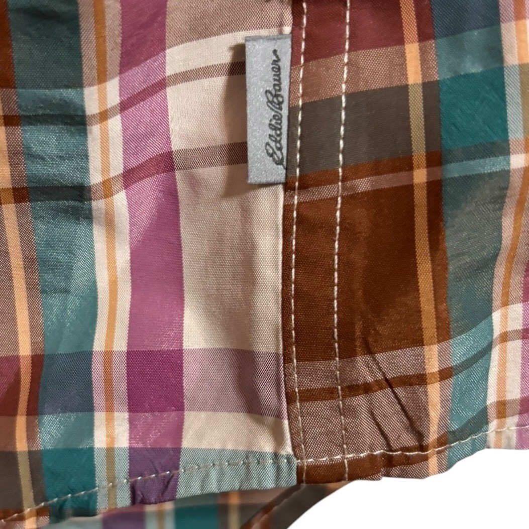 Eddie Bauer Womens Classic Fit Plaid Performance Shirt Gorpcore Utility Large