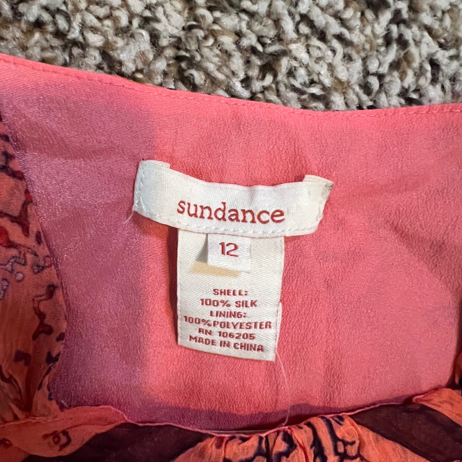 Sundance Kerala Halter Top 100% Silk Coral Geometric Tribal Print Size 12 NEW