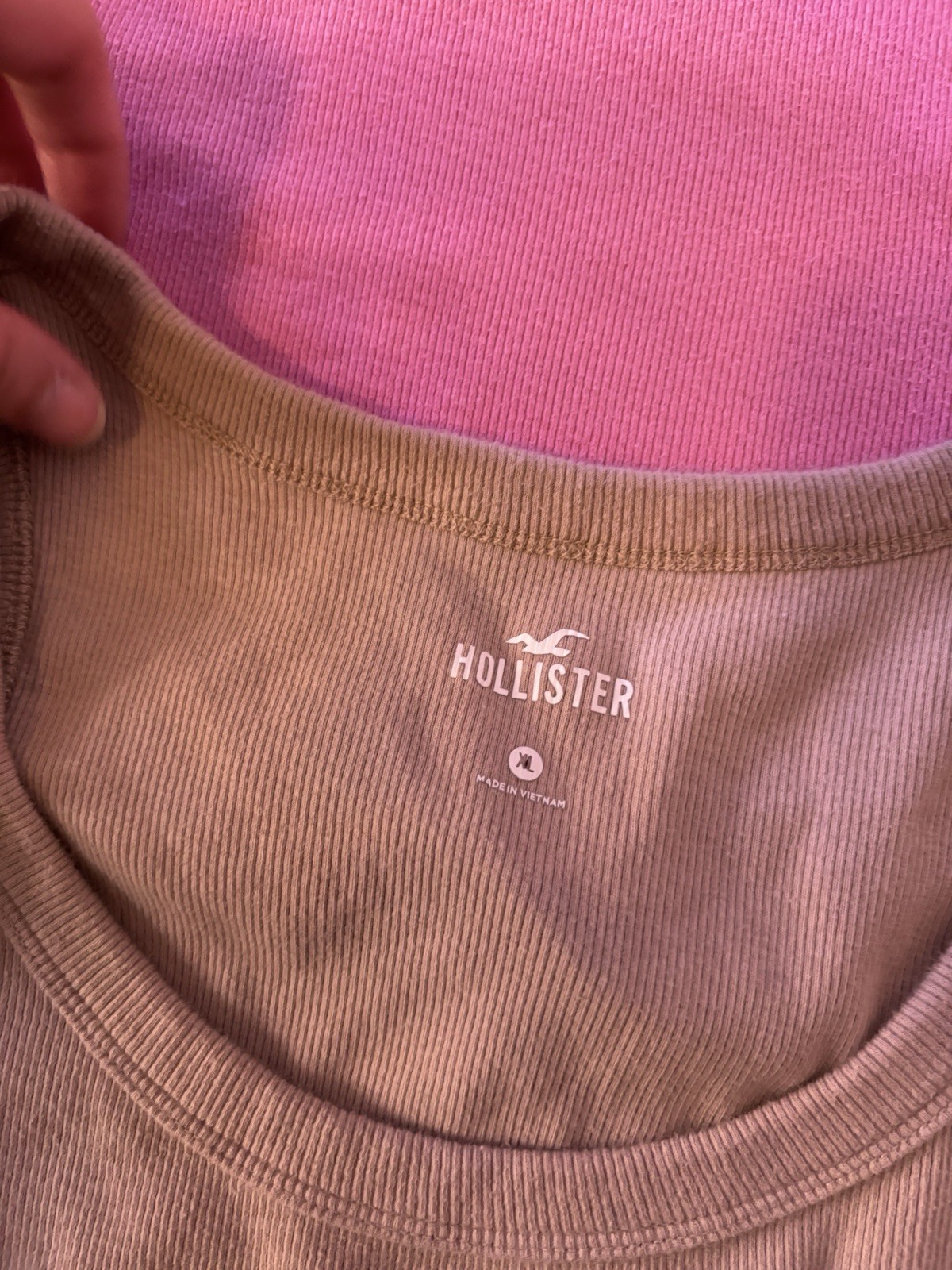 Hollister Shirt Tube Top Tank Reversible Pink Green V-neck Camo Beige