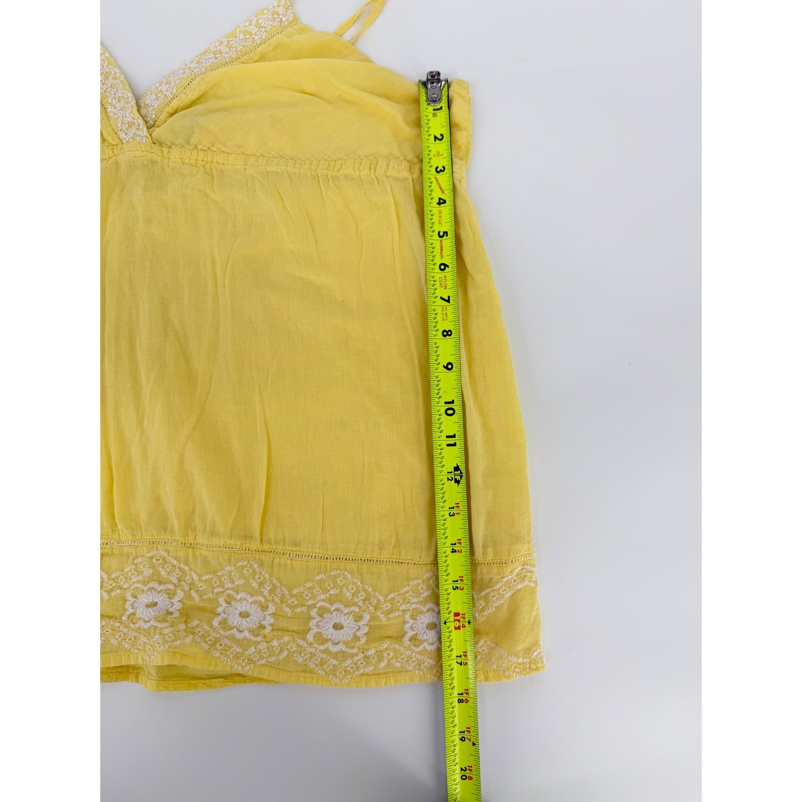 Twentyone Yellow Cotton Boho Cami Top Floral Embroidery Empire Waist Large