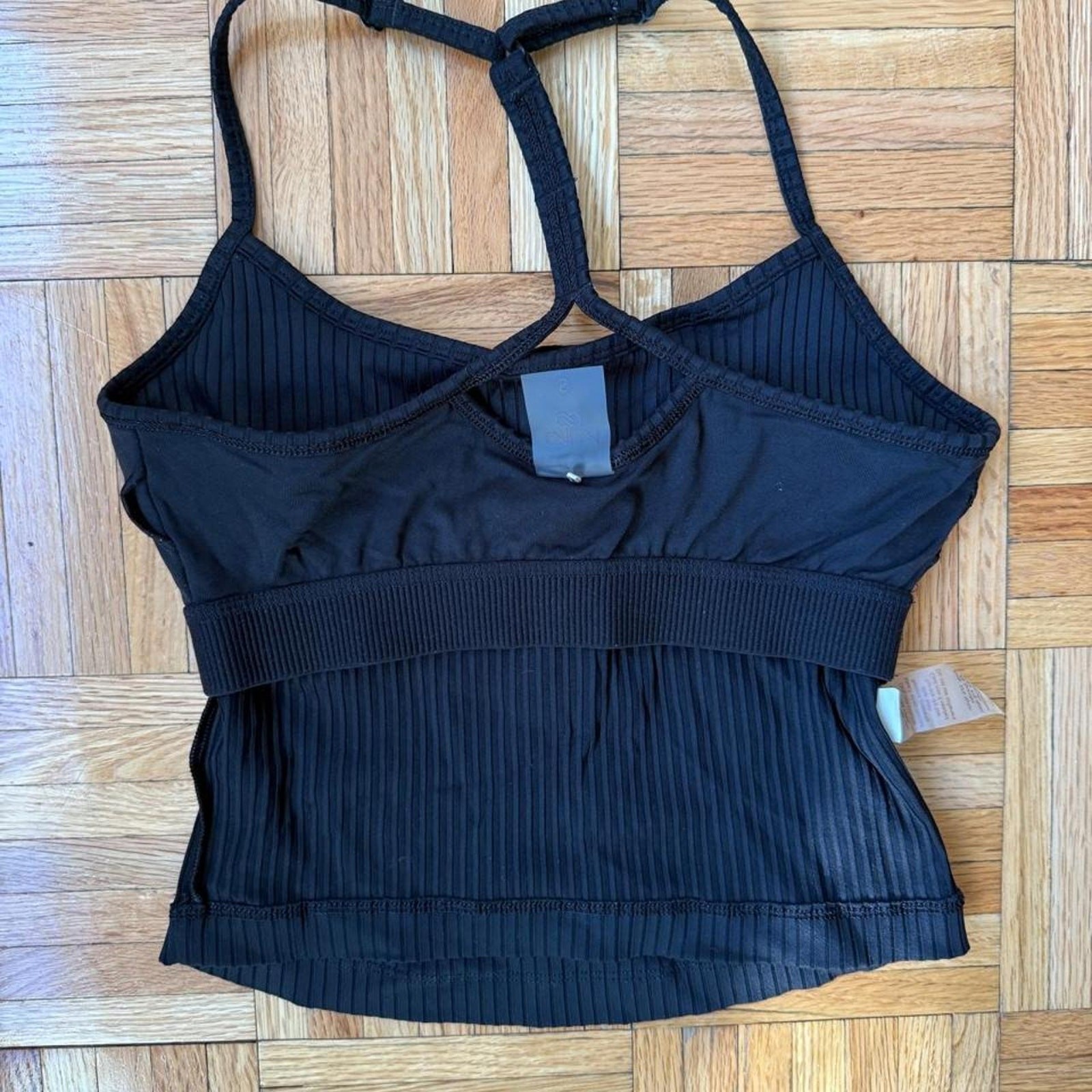 Calia black ribbed halter workout top