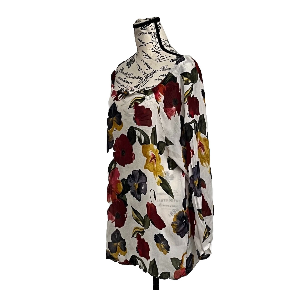 Sunstreak by Newport News 90s Vintage Floral Sheer Tunic Blouse M | Boho Retro