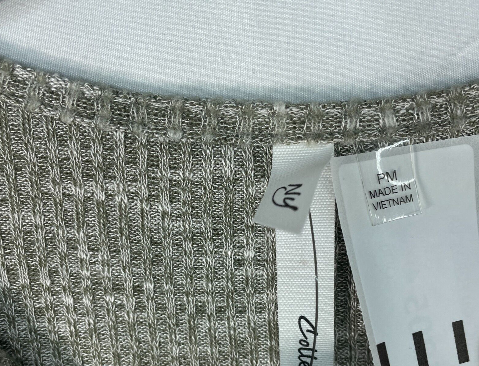 NY Collection Waffle Knit Blouse Womens size Medium Petite PM Gray New