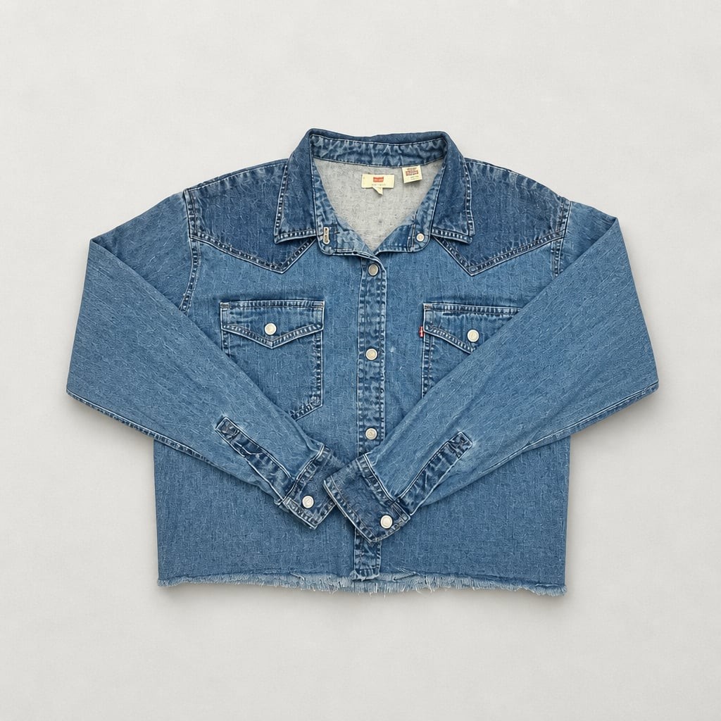 Levi’s Sawyer Cropped Denim Western Shirt with Raw Hem