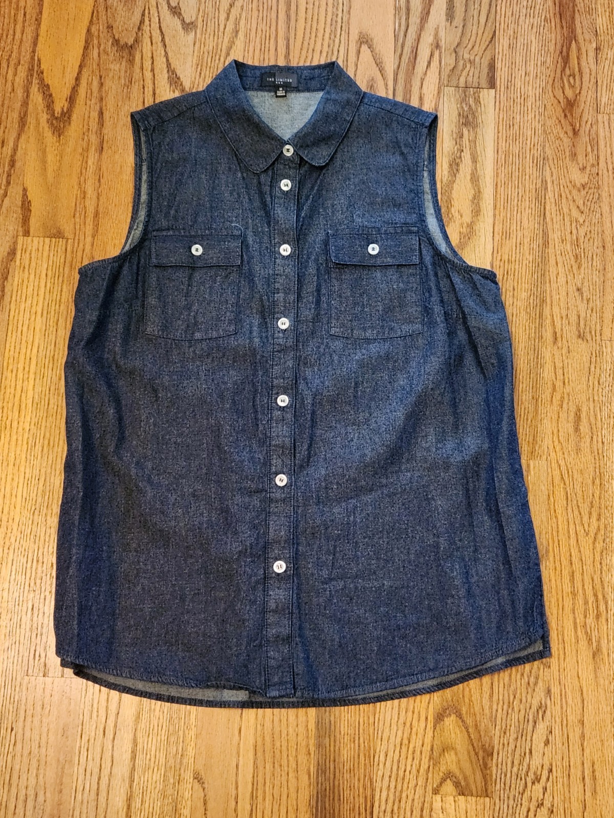 Womens The Limited Medium Sleeveless Denim Like Cotton Button Up Down