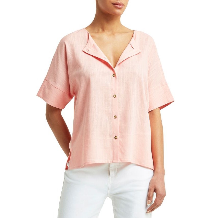 H Halston Women’s Colorblocked Elbow-Sleeve Blouse Sz XS