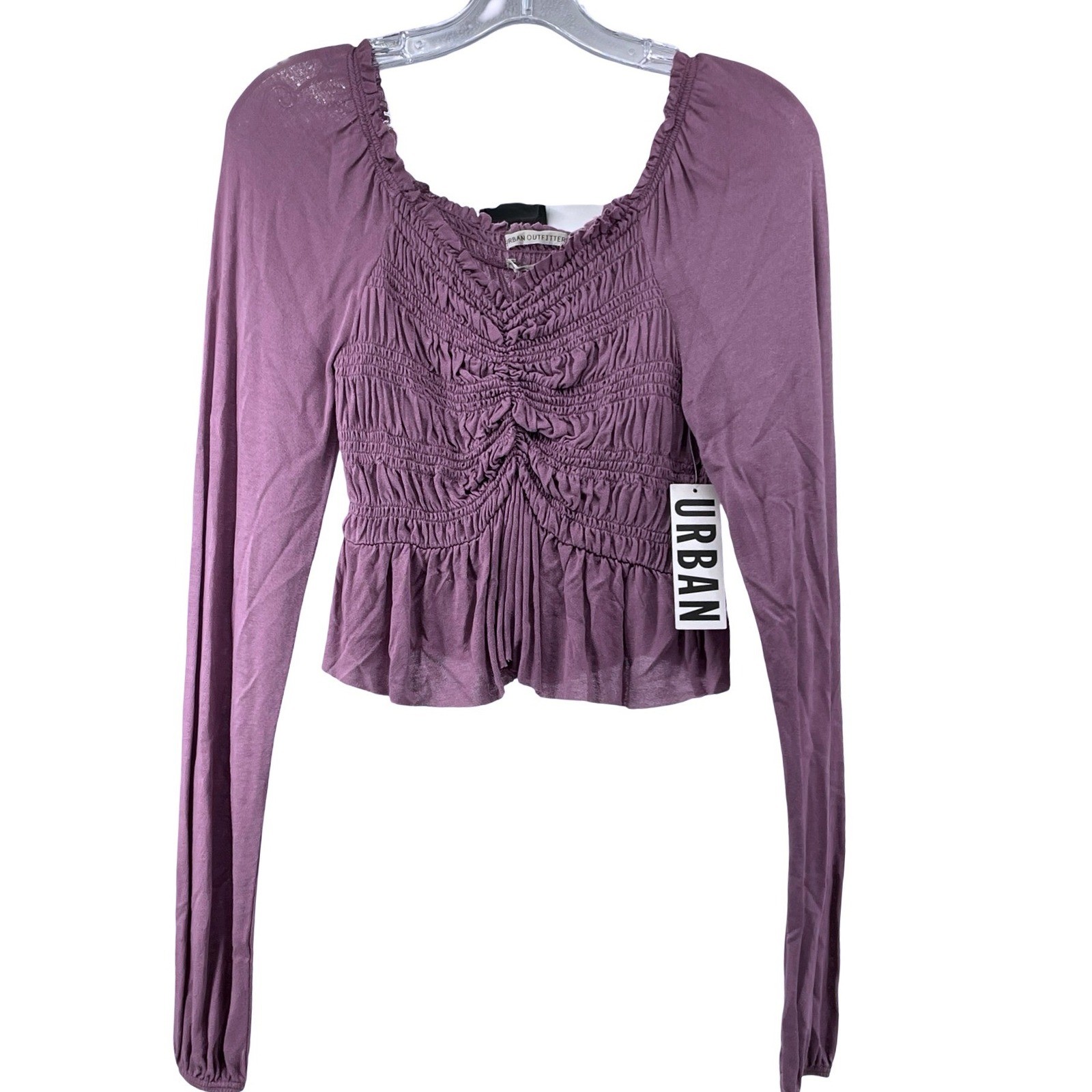Urban Outfitters Women Top Smocked Peplum Purple Viscose XS NWT