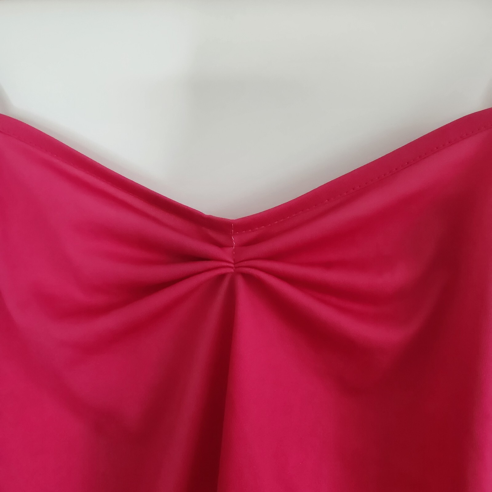 CAROLINE MORGAN Upcycled Y2K Pink Ruched Lettuce Hem Crop Top Size 14