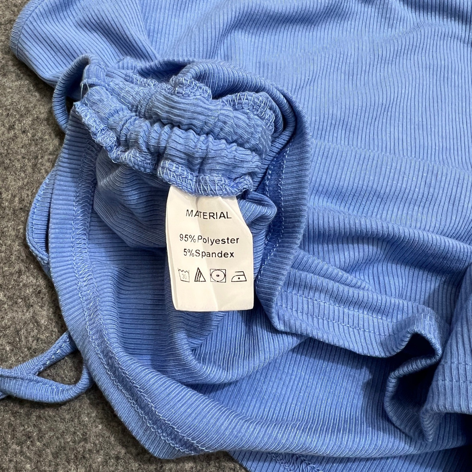 Women’s Blue Ribbed drawstring Ruched Side Ties Tank Top Size L
