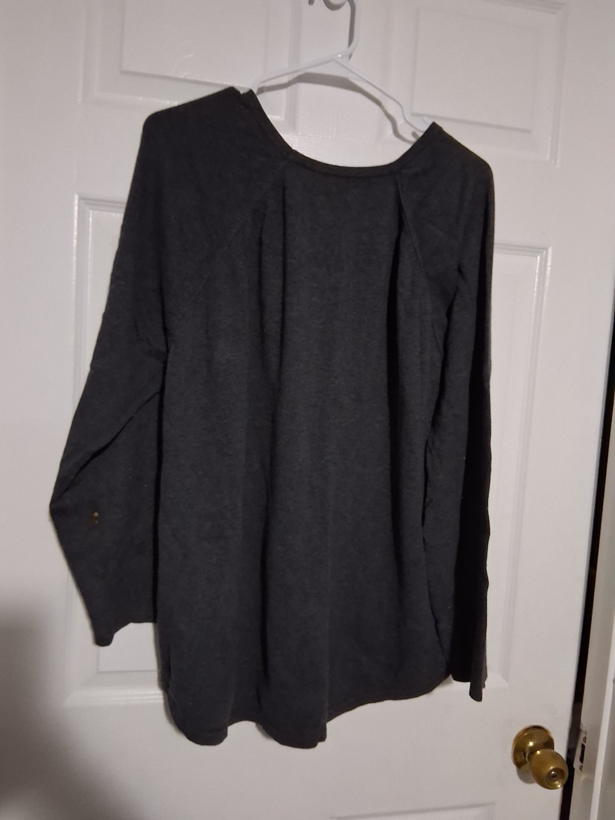 Charcoal Grey Long Sleeve Scoop Neck Top