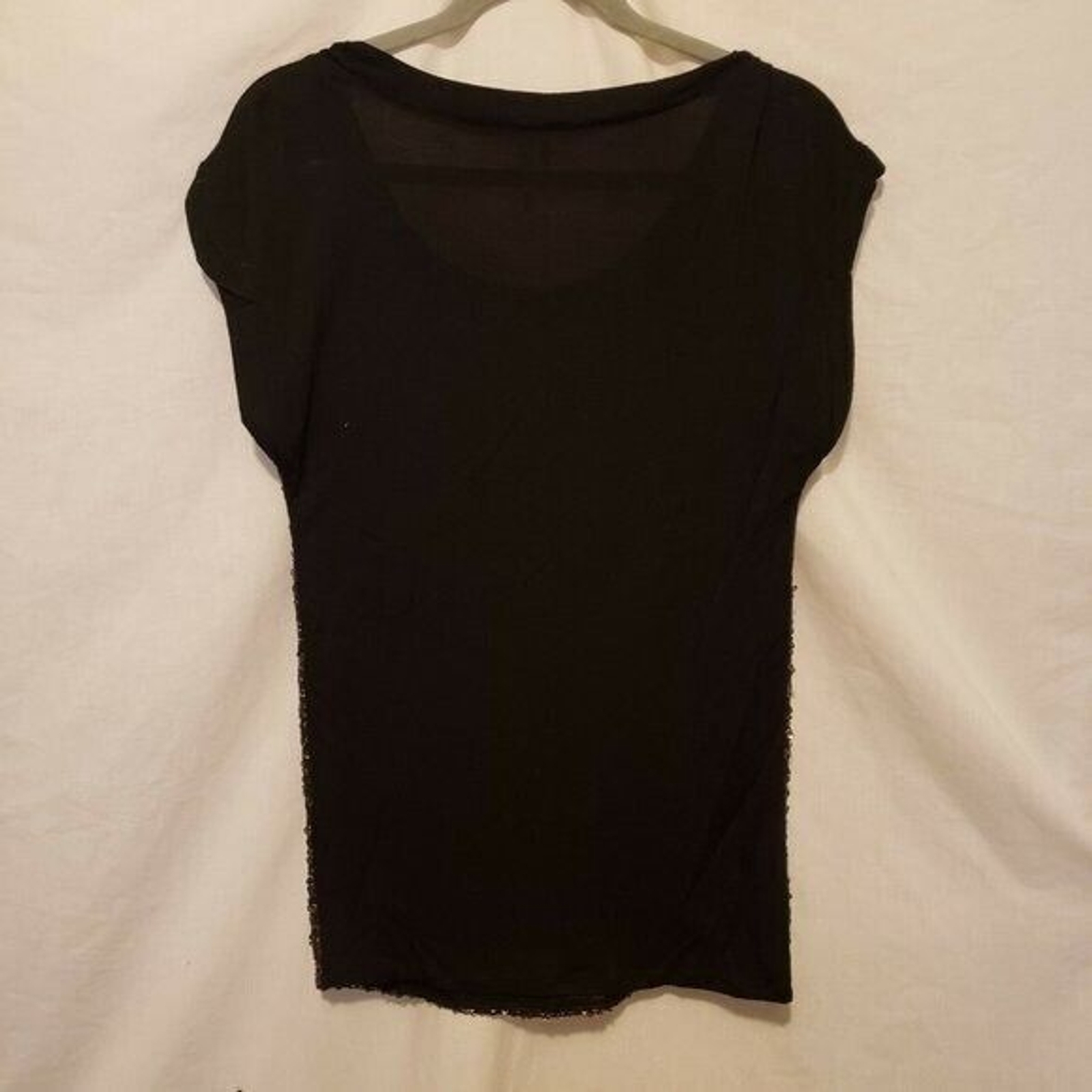 Studio Y Womens Sz S Black Silver Sequins Cap Sleeve Blouse