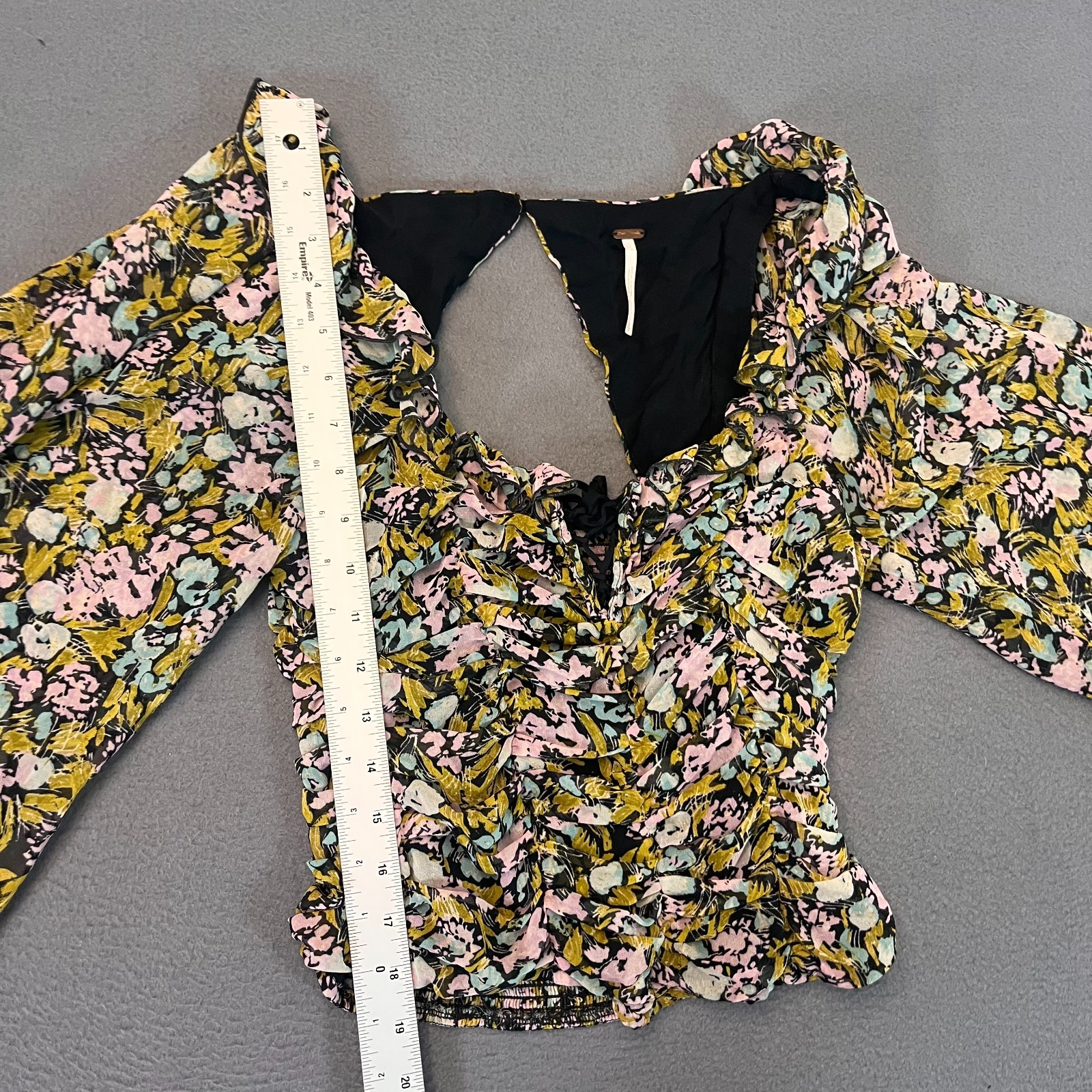 Free People Mabel Printed Chiffon Blouse Womens Small Multicolor Triangle Back