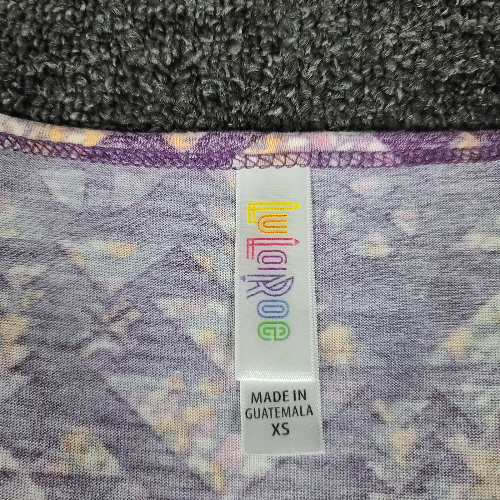 Womens Geometric Aztec Top XS Purple Lularoe Round Neck Long Length Rayon Blend
