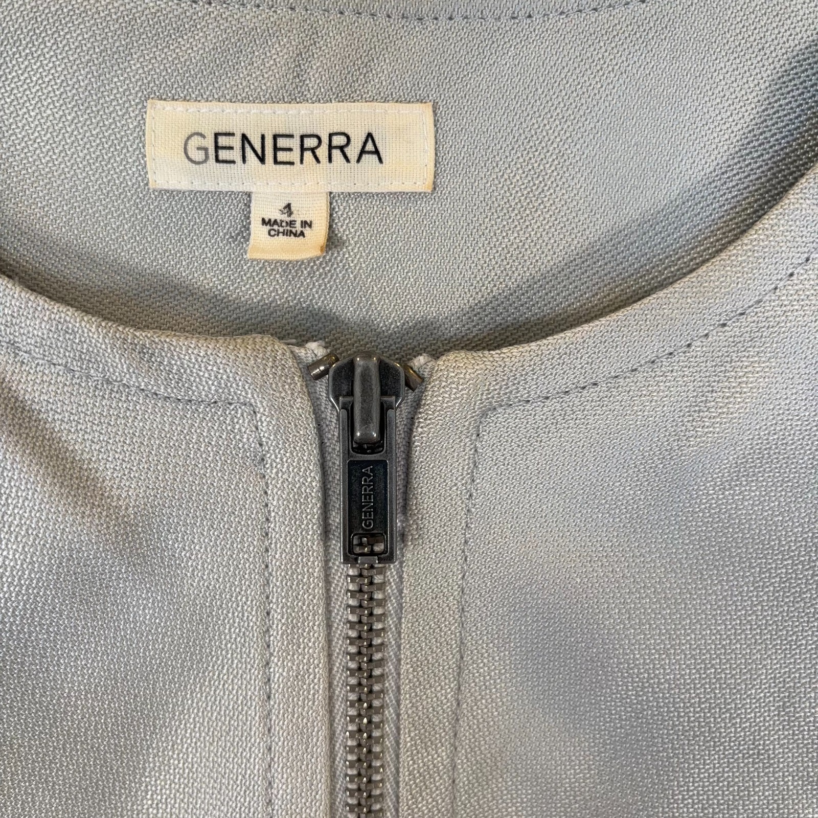 Vintage Generra Zip Front Peplum Jacket Sage Green Short Sleeve Top Womens 4