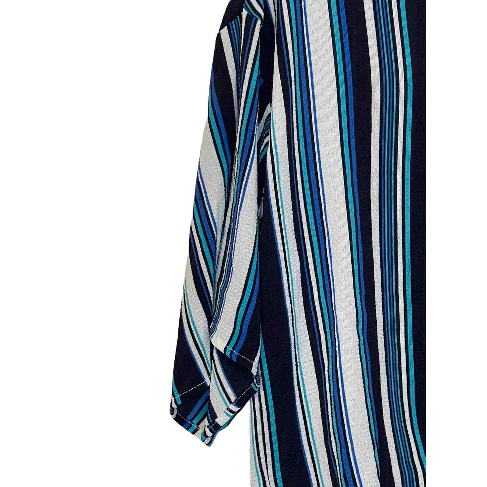Hyped Unicorn Women Stripe Tie Front V-Neck Top Hi-Lo Dolman Sleeve Small NWT