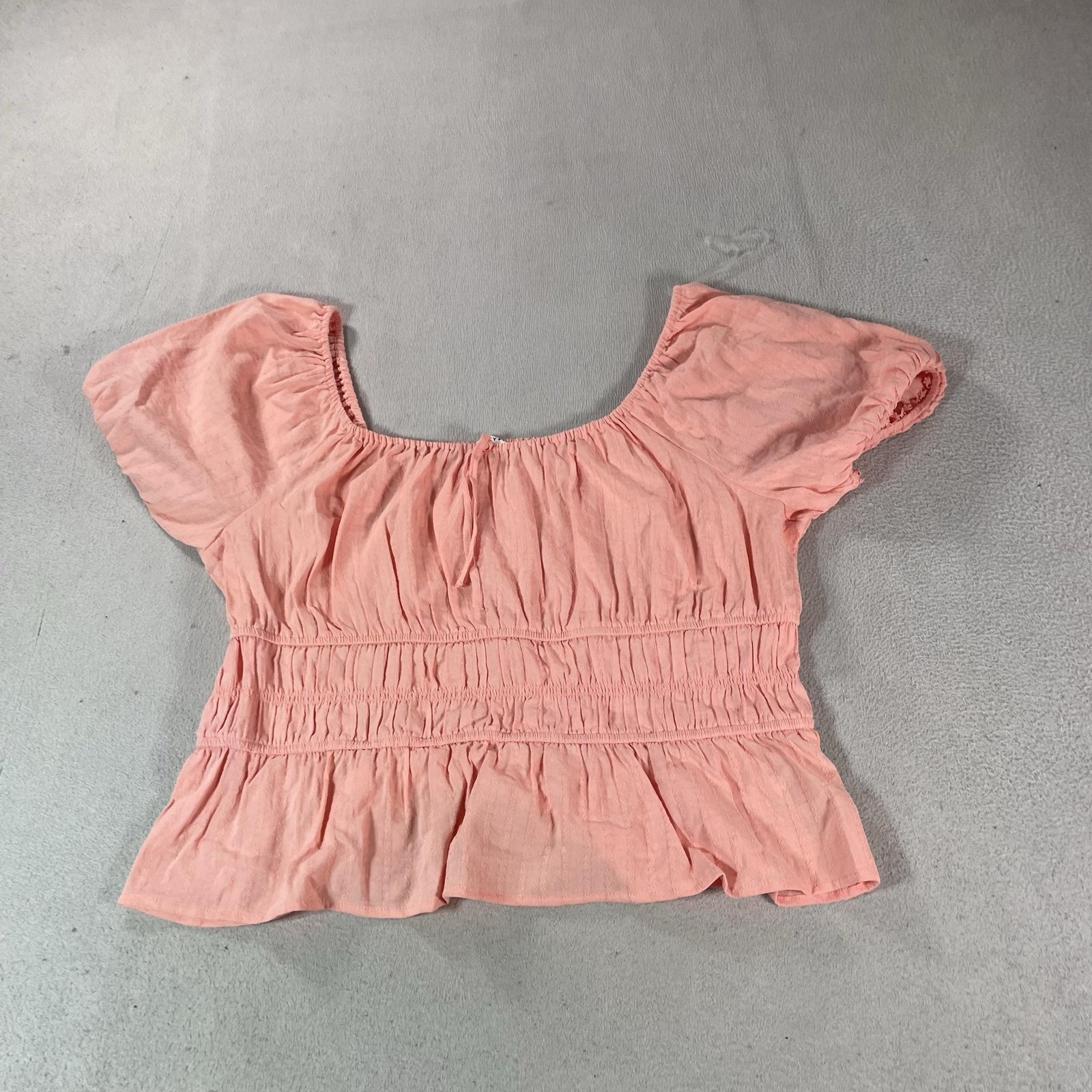 Celebrity Pink Shirt Womens 3X Plus Pink Peasant Puff Sleeve Ruffle Peplum Boho