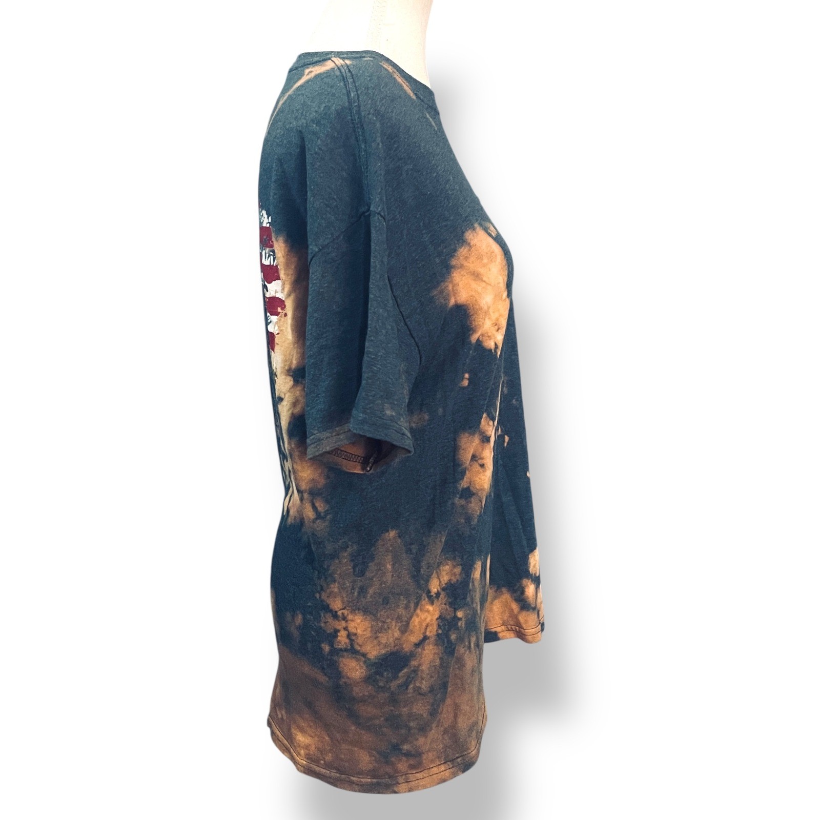 Straight Up Southern T-Shirt Size M Charcoal Bleach Wash USA Flag Lab Dog Tee