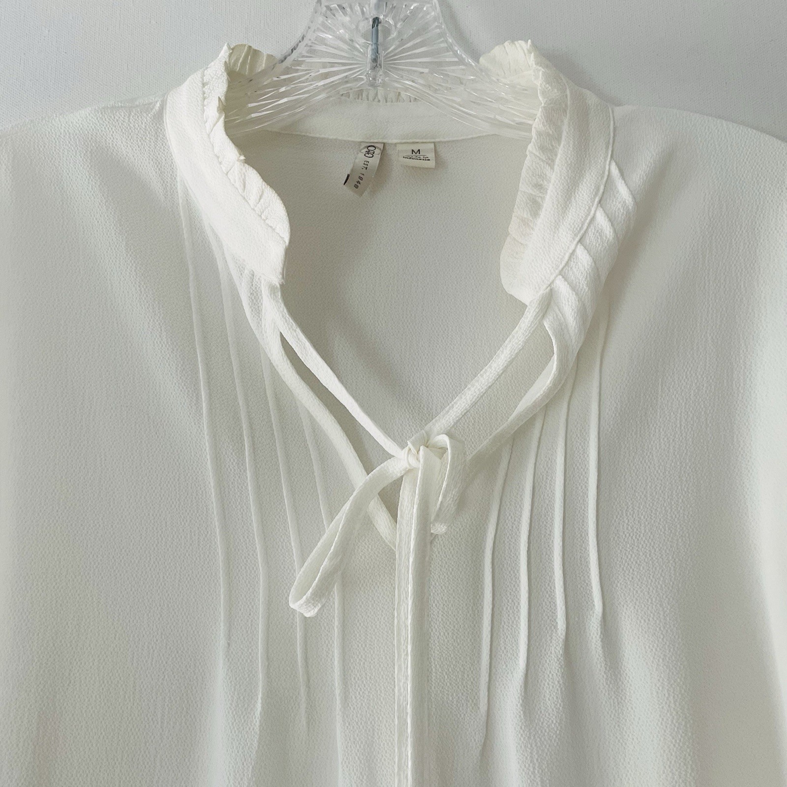 Cato Est 1946 Women’s Size Medium Ivory Tunic Top Career Office Semi Sheer Shirt