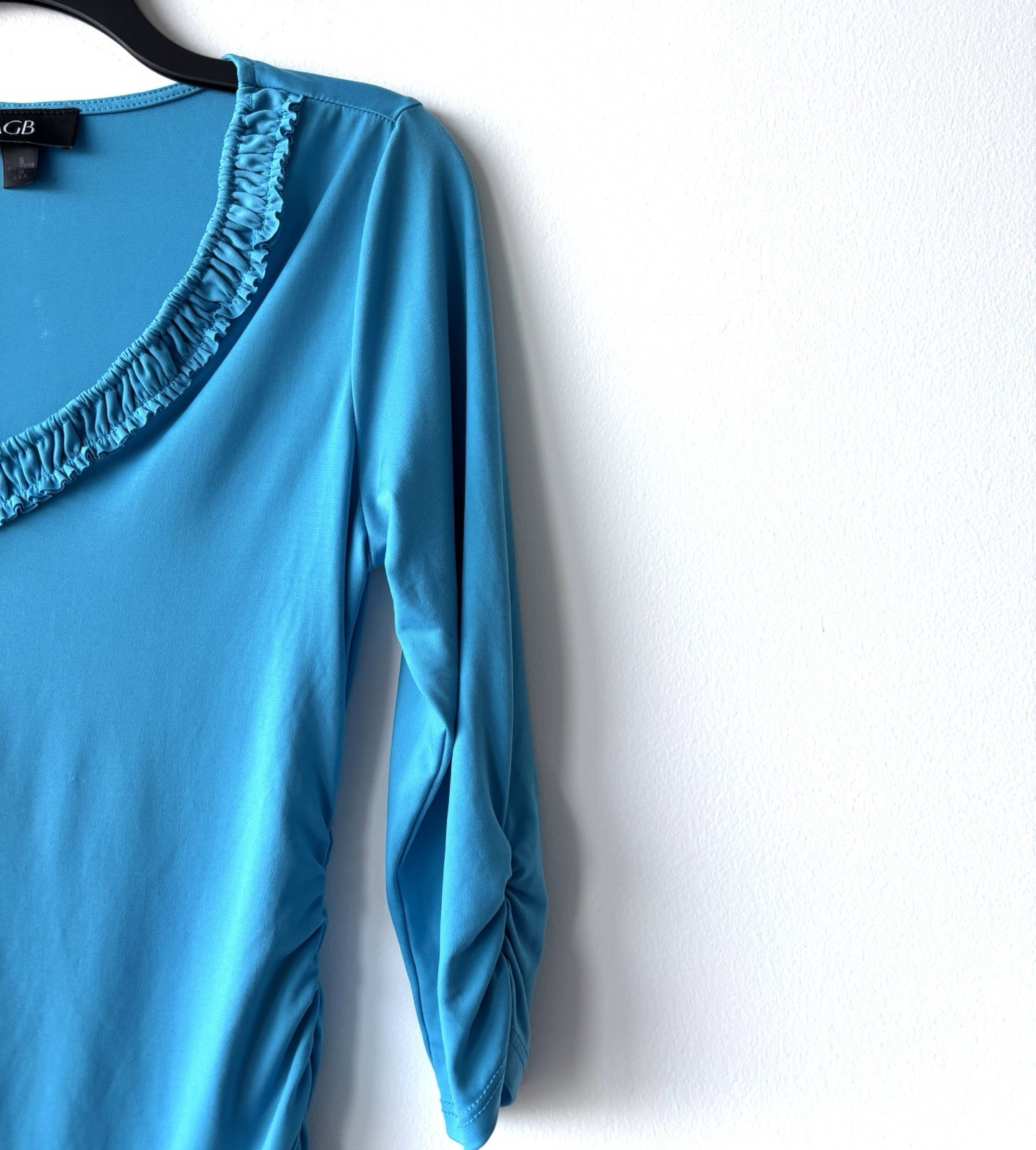Y2K AGB Top V-Neck Blue Stretch Babydoll Women S Preppy Feminine 90s USA