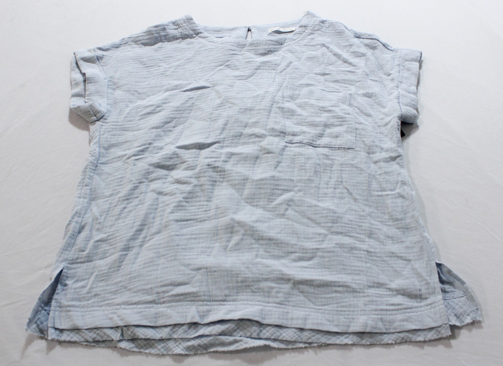 Be Cool Women’s Casual Keyhole Back Short Sleeve Top AP2 Light Blue Small