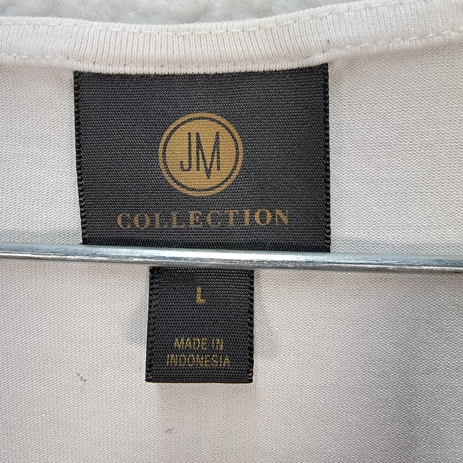 JM Collection Womens Top Size L White Striped Stretch Knit Cold Shoulder Blouse