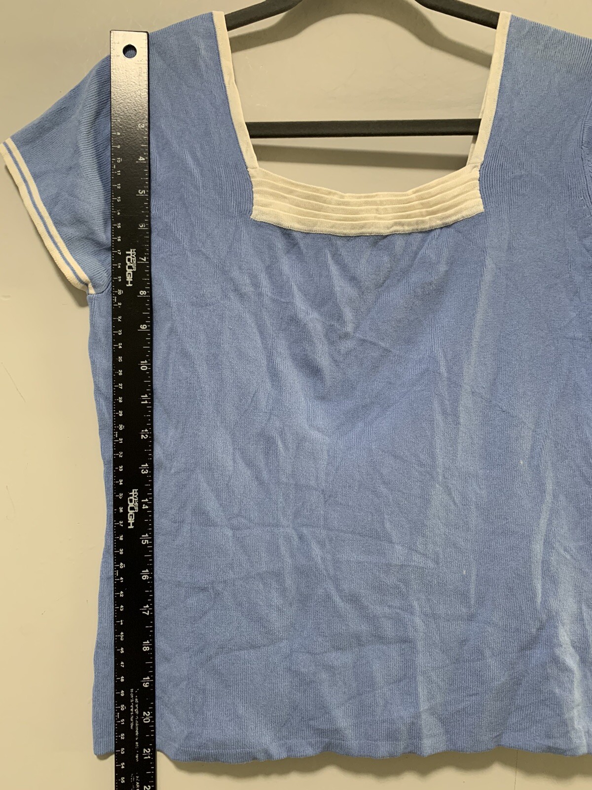 Vintage CARDUCCI Women Medium Blue Shirt Designer Stretch Top 90s Chic Classic