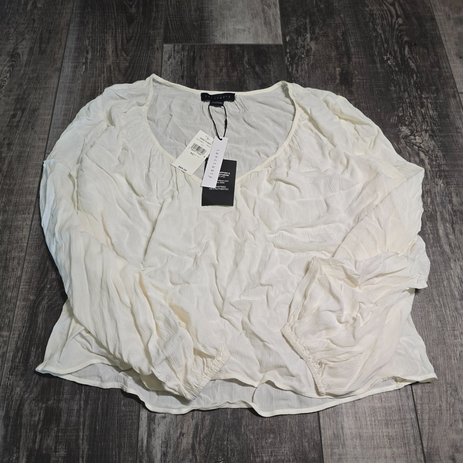 Sanctuary Ivory Top Coastal Grandma Cottagecore Muslin Button Blouse NWT