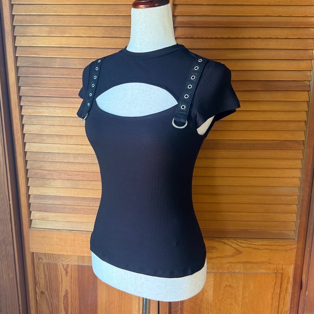 Killstar Goth Punk Emo Dark Fairycore Shoulder Straps Trudy Keyhole Top XS